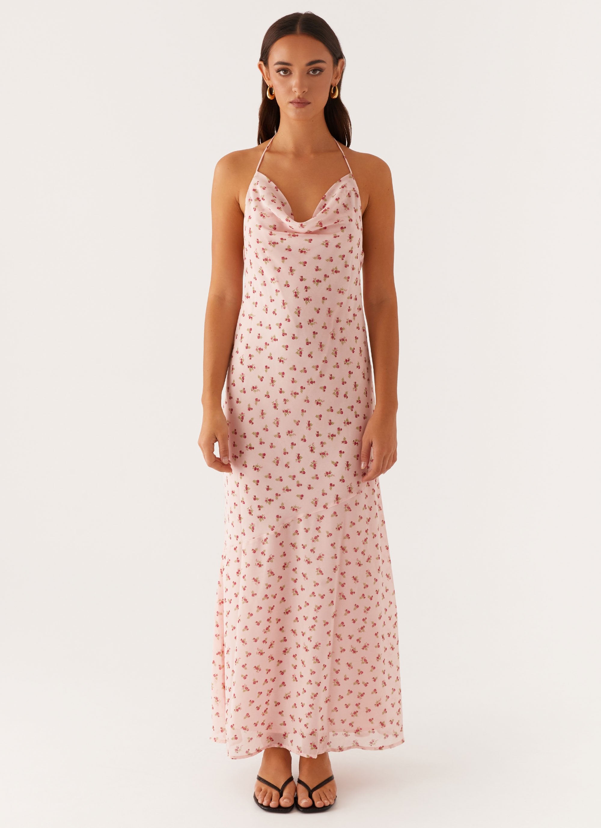 Pullan Pink Floral Mesh Maxi Dress