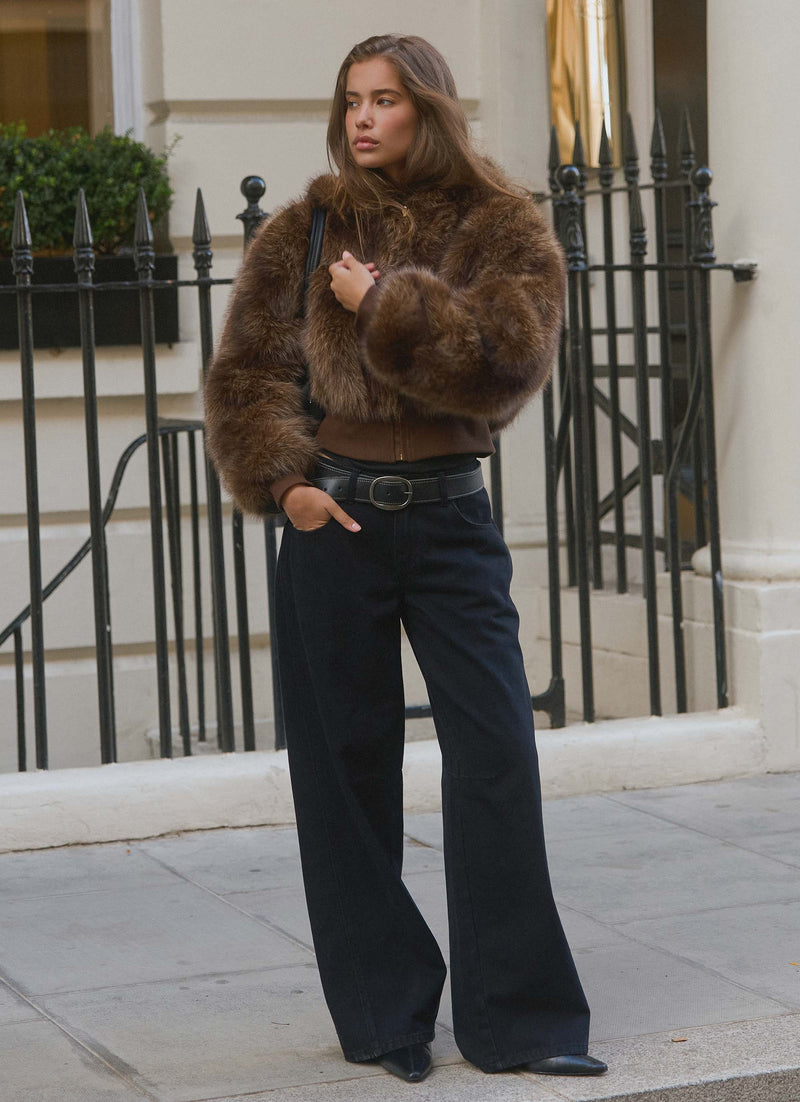 Alio Faux Fur Zip Jacket - Tan