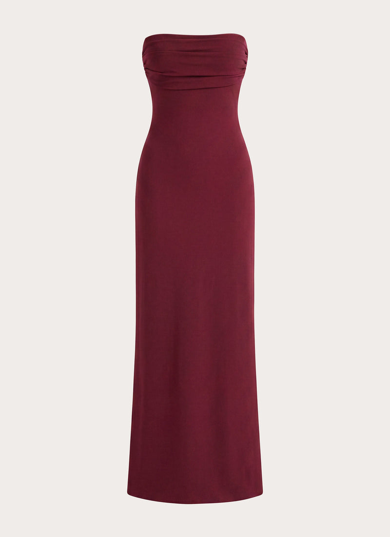 Almost Yours Strapless Maxi Dress - Burgundy