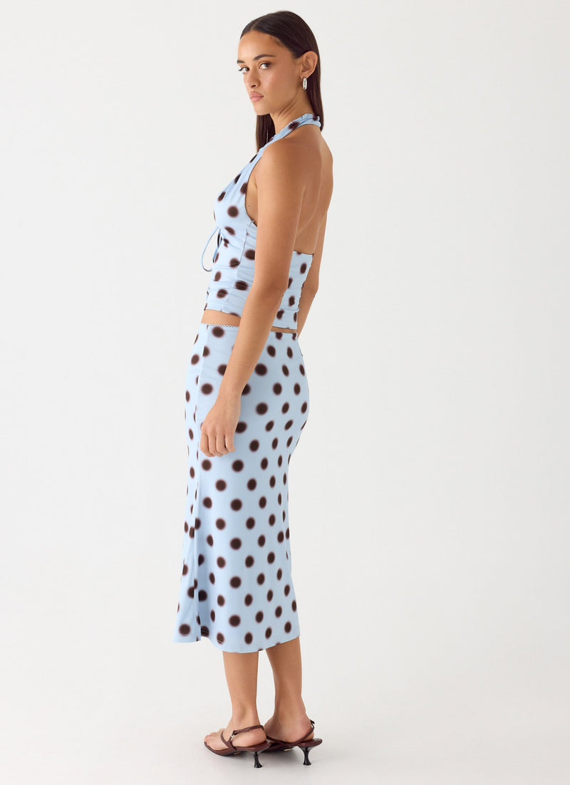 Ask You Twice Top - Blue Mocha Dot