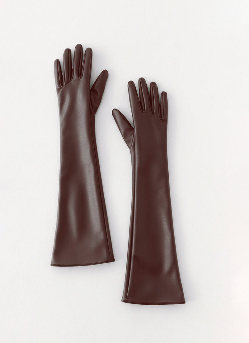 Attalina Faux Leather Gloves - Chocolate