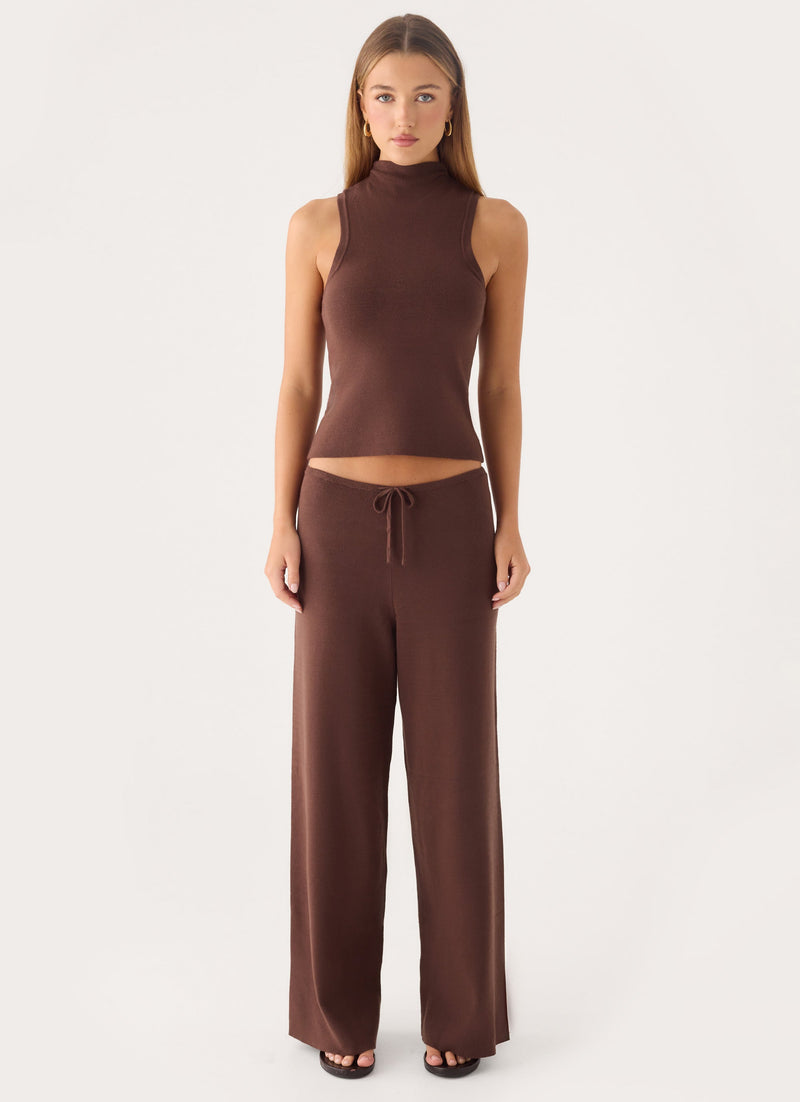 Aviara Knit Low Rise Pant - Chocolate