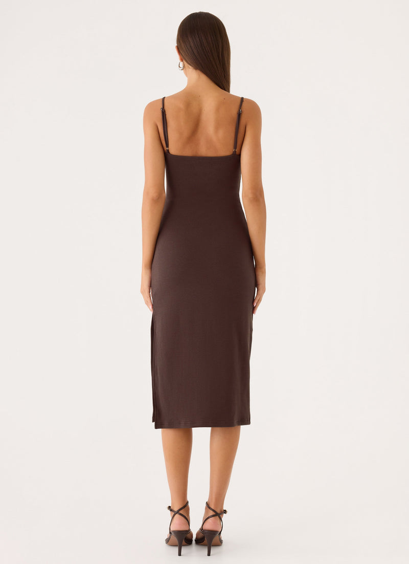 Between Tasks Midi Dress - Chocolate Fudge