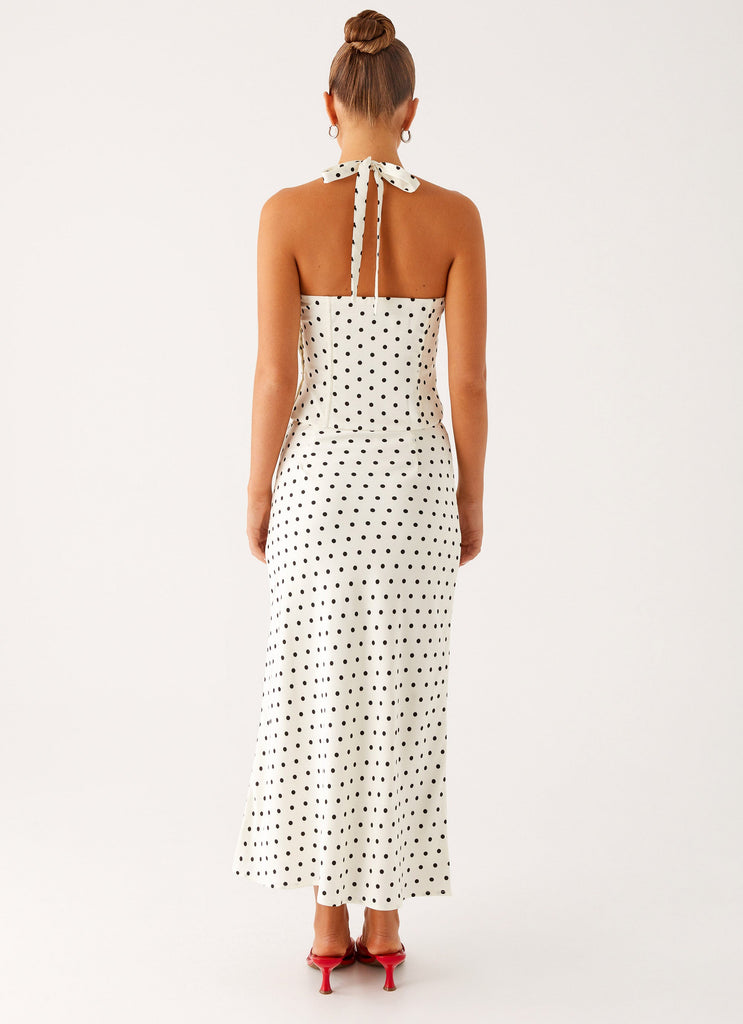 Breanne Midi Skirt - White Polka Dot