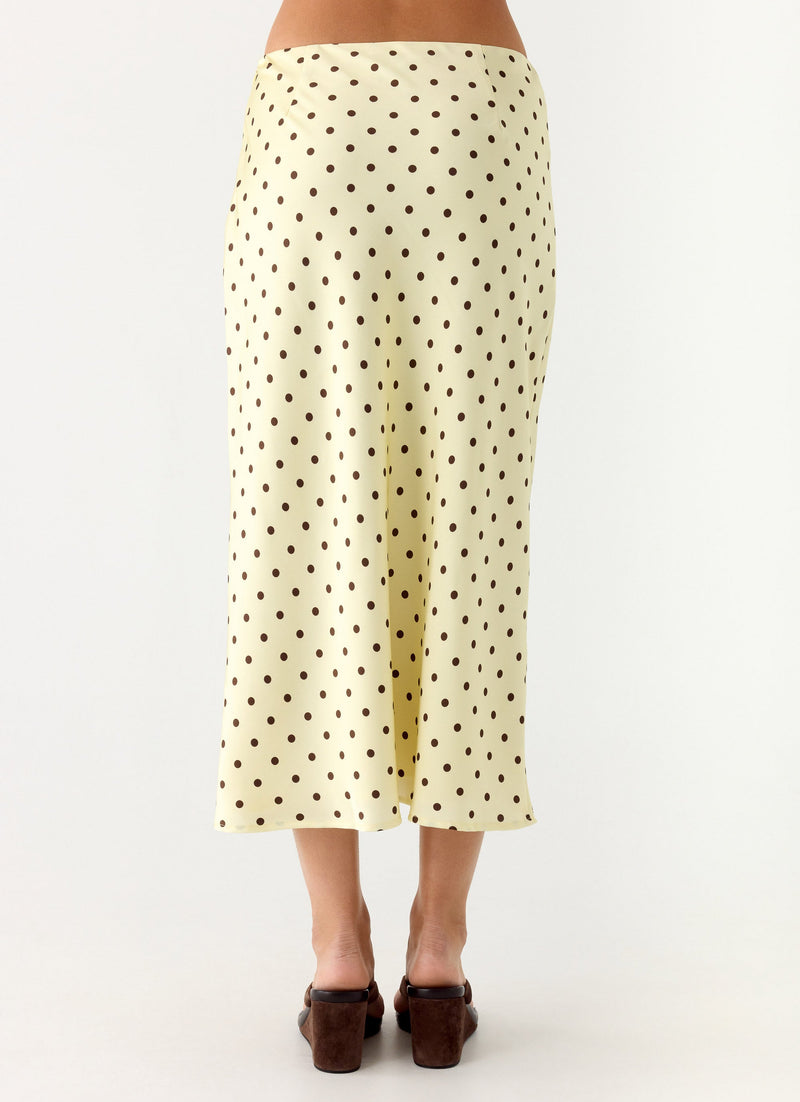 Breanne Midi Skirt - Yellow Polka Dot