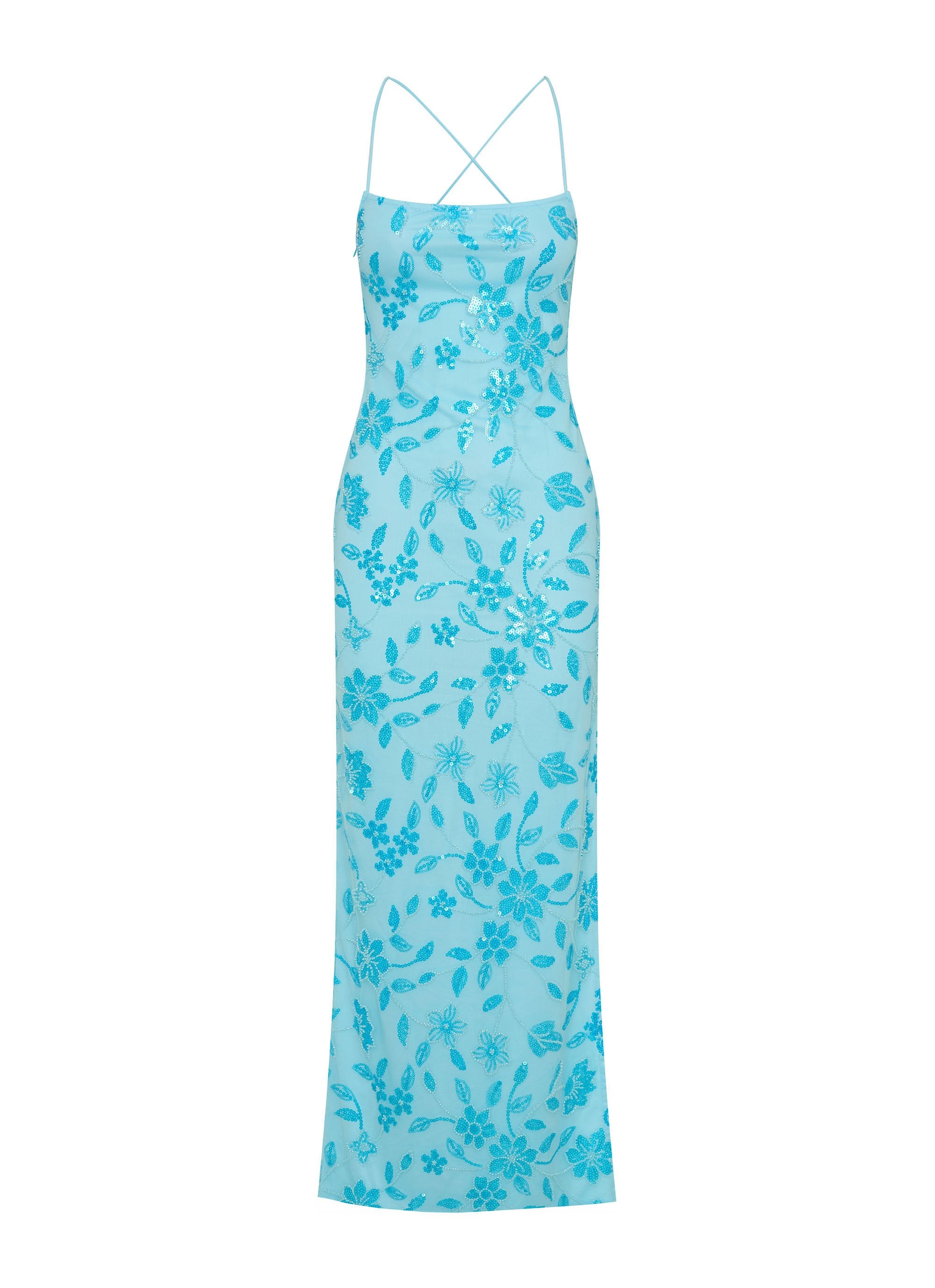 Bright Lights Beaded Maxi Dress Blue