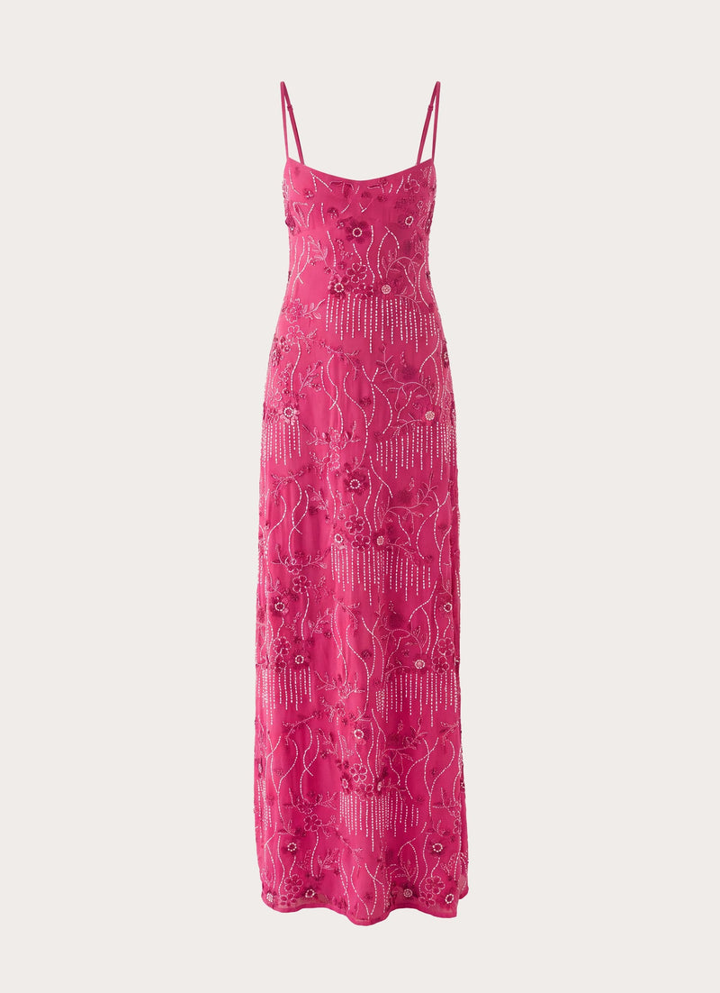Celandine Beaded Maxi Dress - Sangria