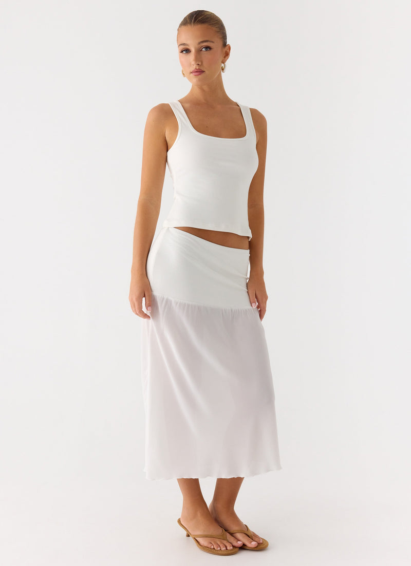 Connect My Heart Midi Skirt - White