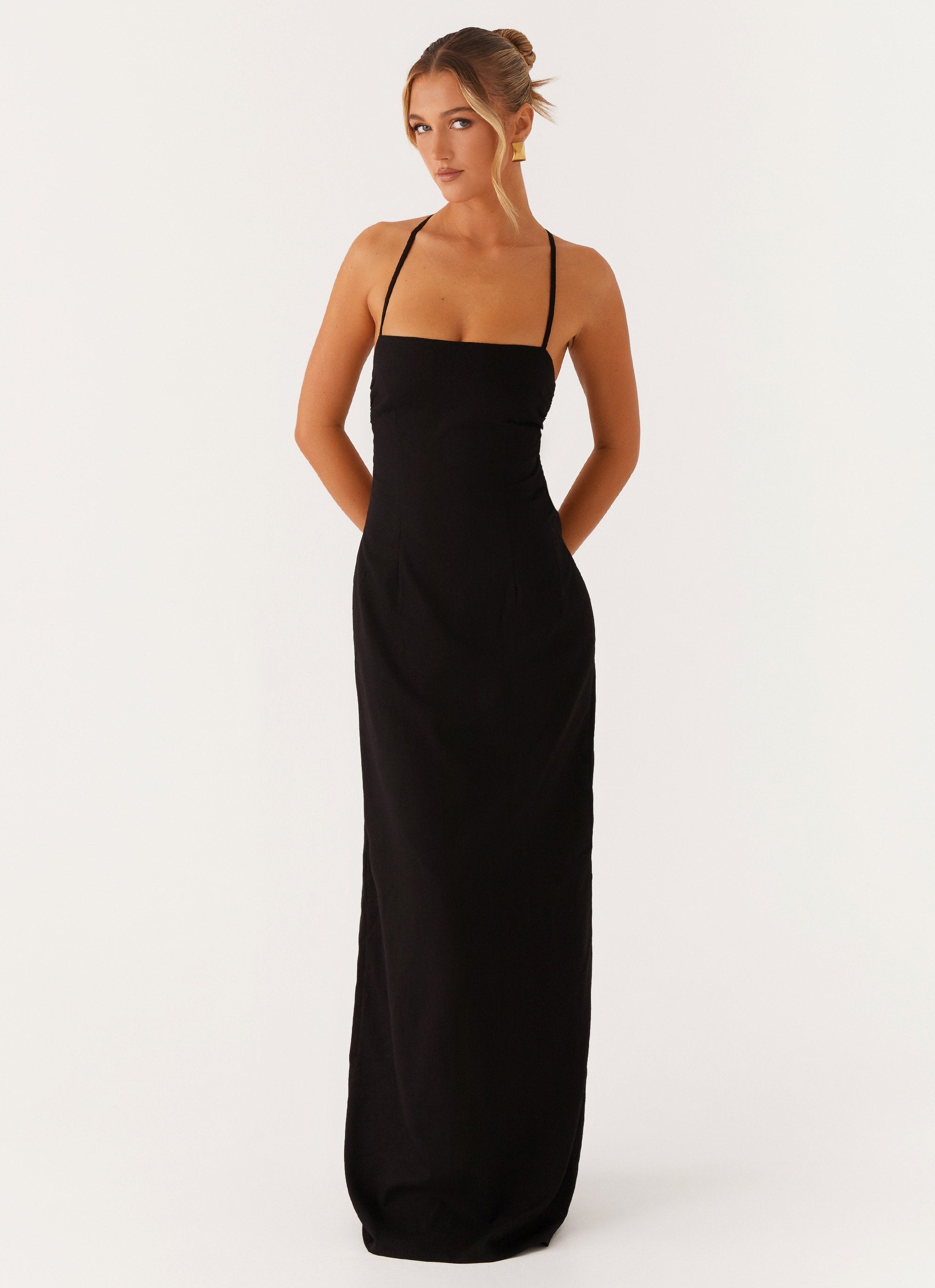Cora Backless Maxi Dress - Black Peppermayo Canada Cora Backless Maxi Dress - Black Peppermayo Canada