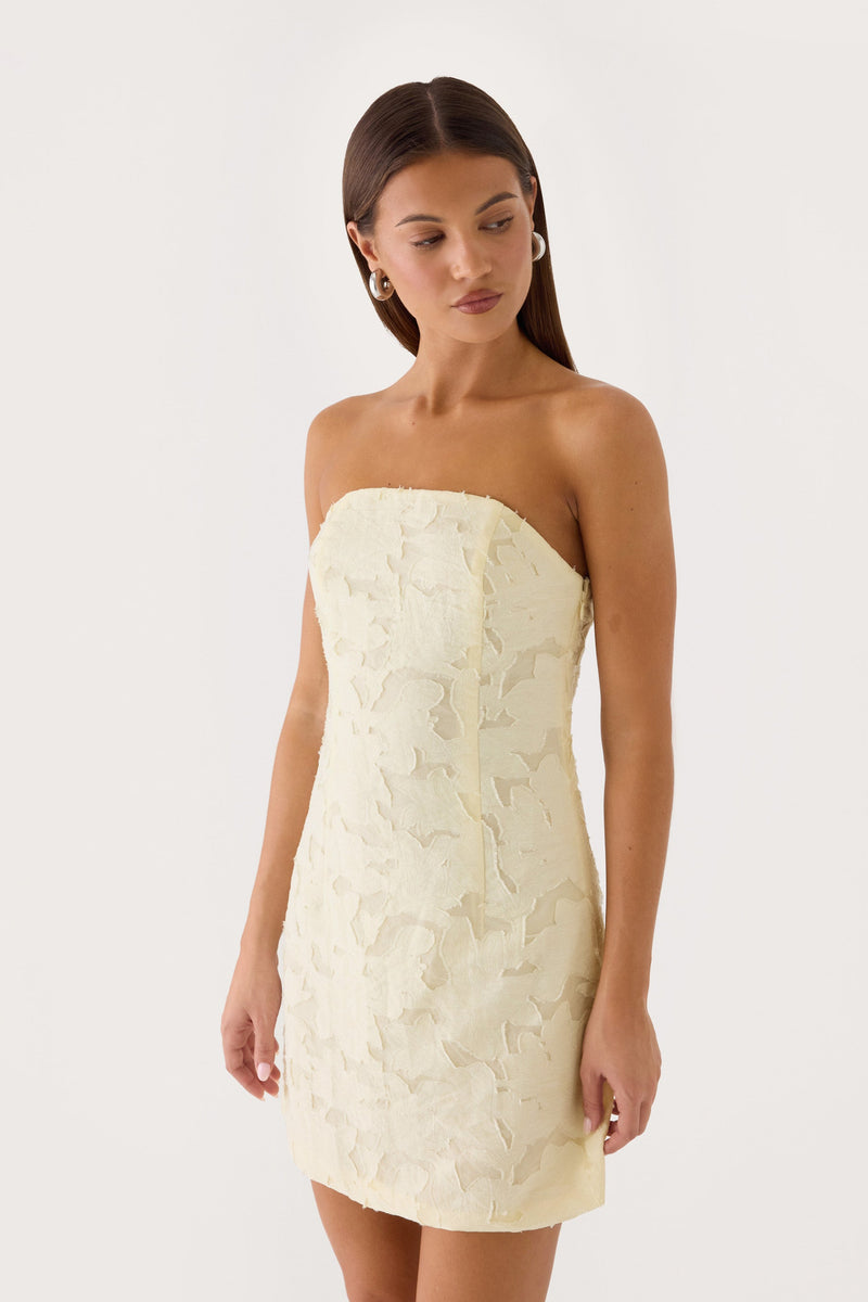 Della Lace Strapless Mini Dress - Butter