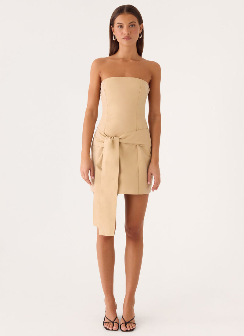 Diya Wrap Mini Dress - Camel