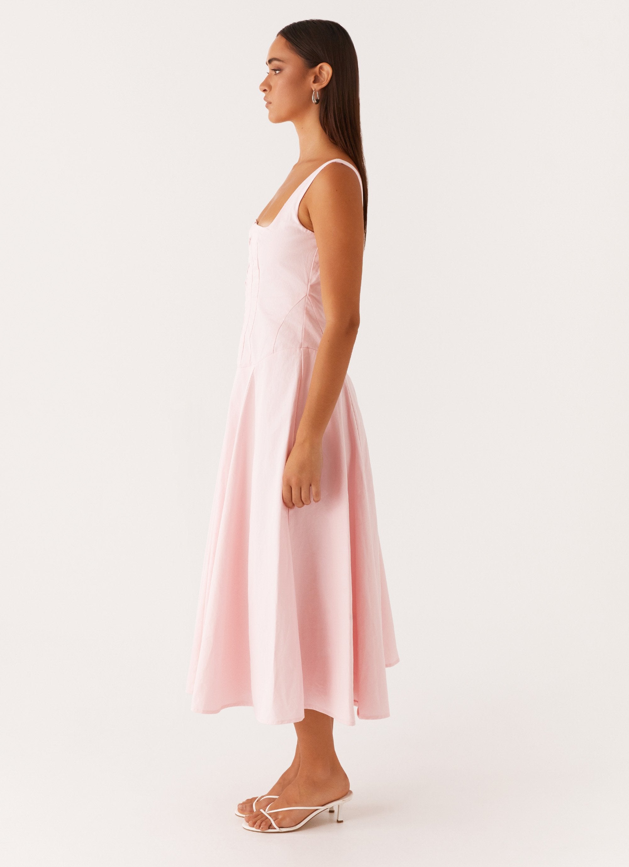 Ebony Midi Dress - Pastel Pink Peppermayo Canada Ebony Midi Dress - Pastel Pink Peppermayo Canada