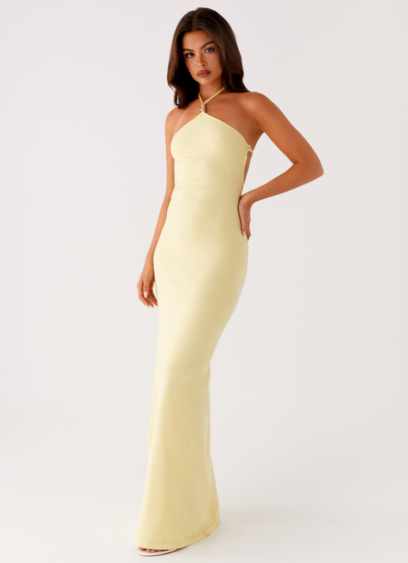 Elisha Knit Maxi Dress Yellow 4 Peppermayo