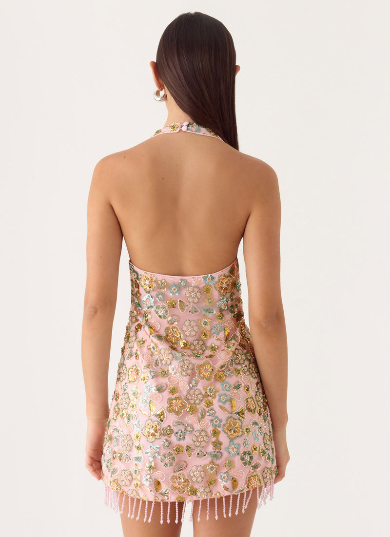 Ellerie Beaded Mini Dress - Pink