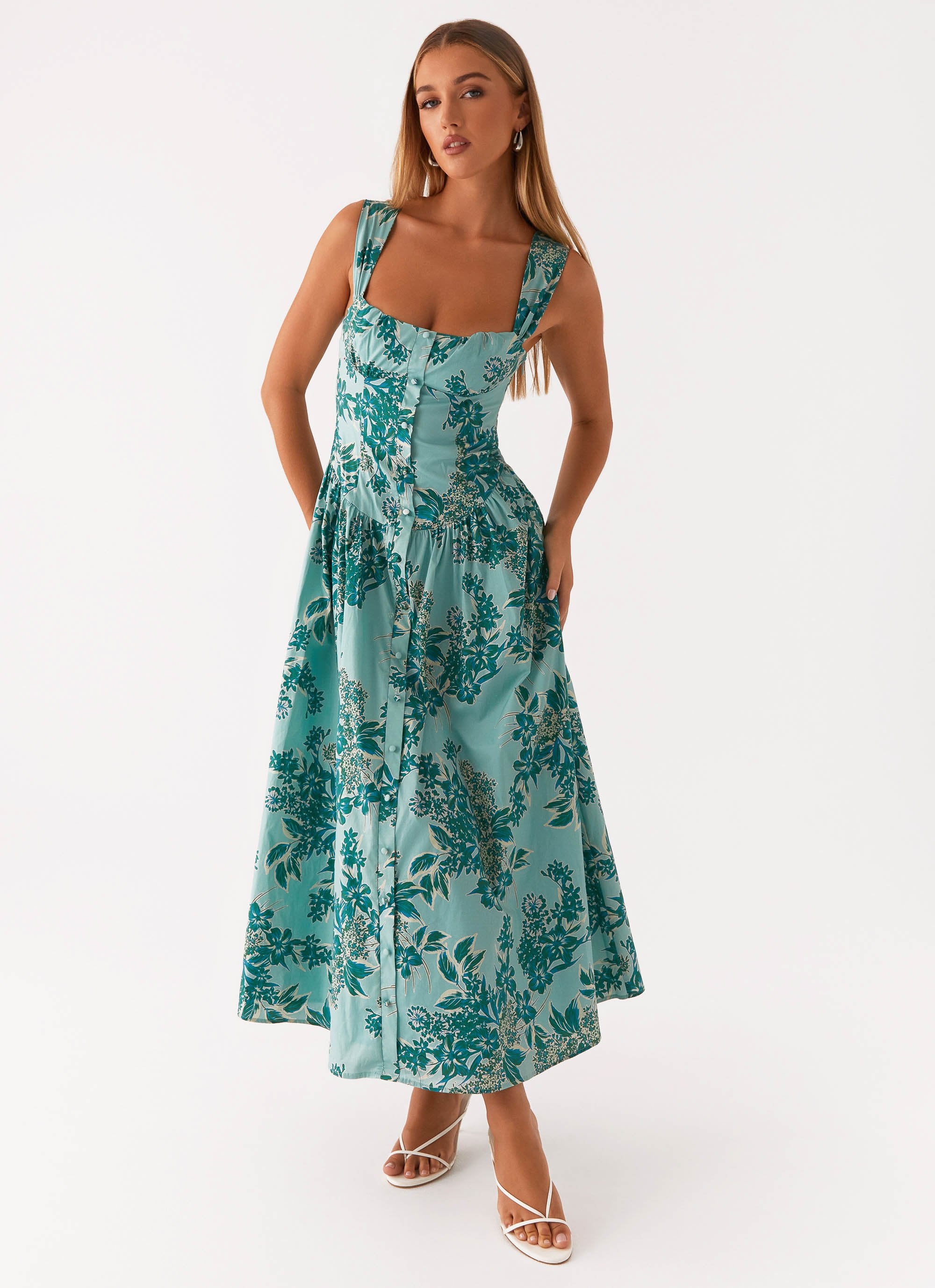 Emmalina Midi Dress - Cloud Nine Floral Emmalina Midi Dress - Cloud Nine Floral
