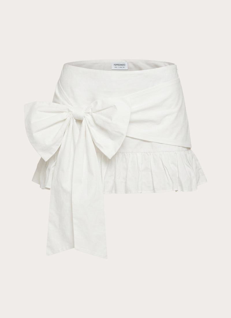 Emrie Bow Bubble Mini Skirt - White