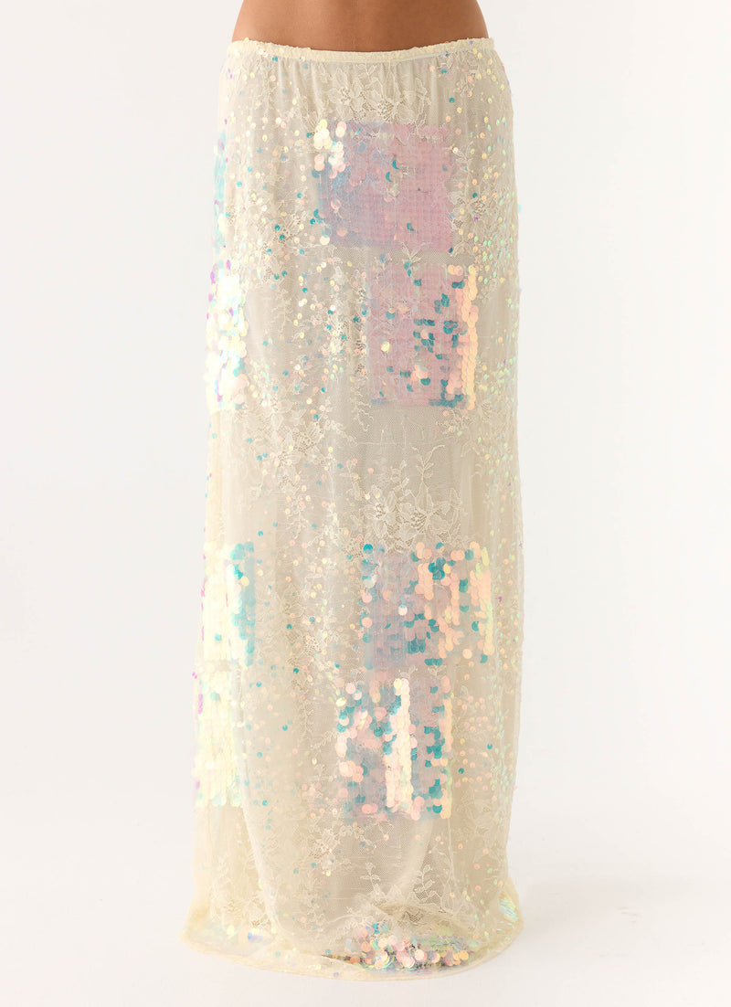 Erinah Sequin Maxi Skirt - Yellow