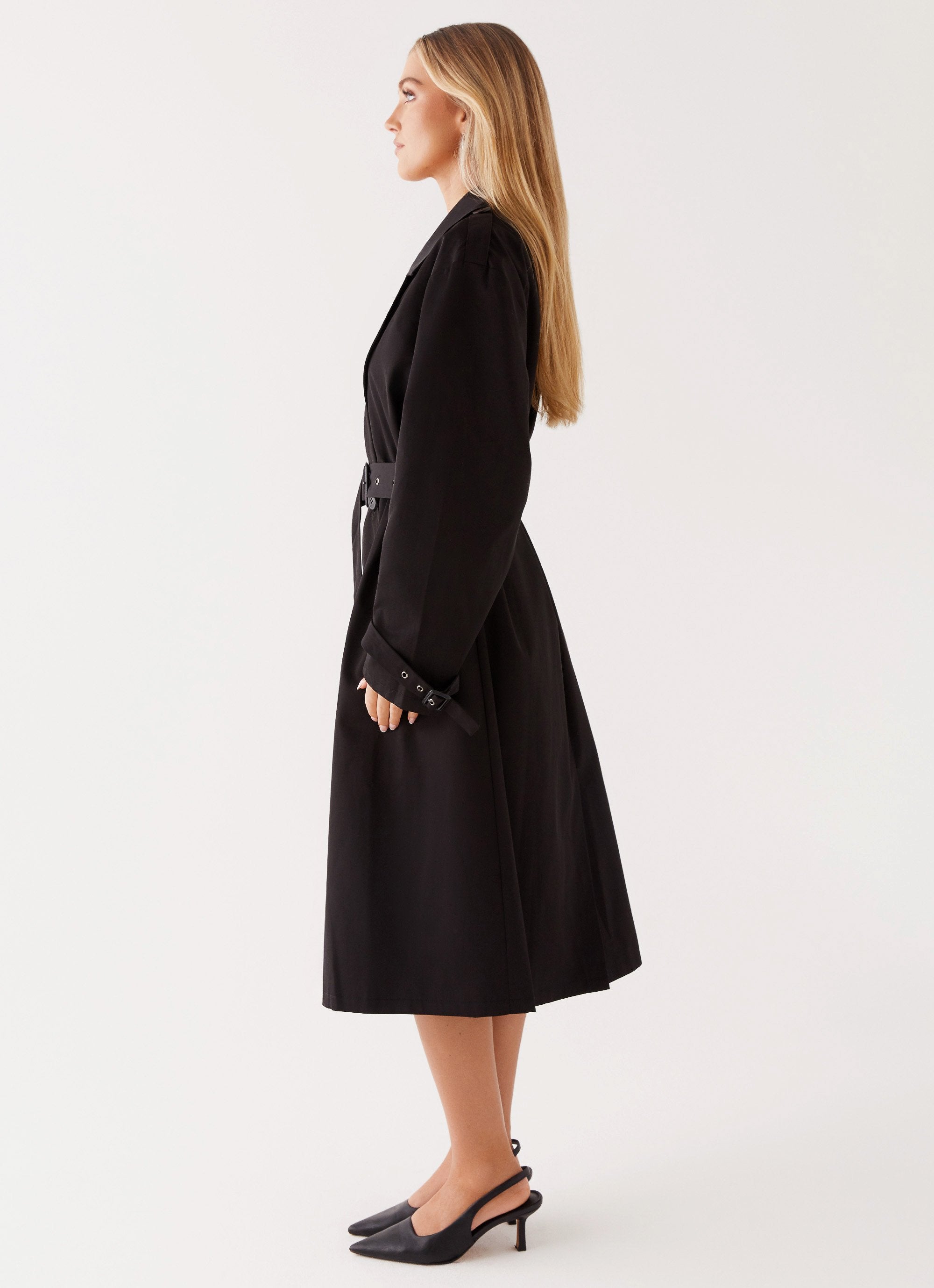 Black dress trench coat sale
