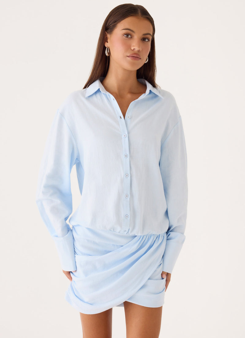 Galilea Shirt Mini Dress - Blue