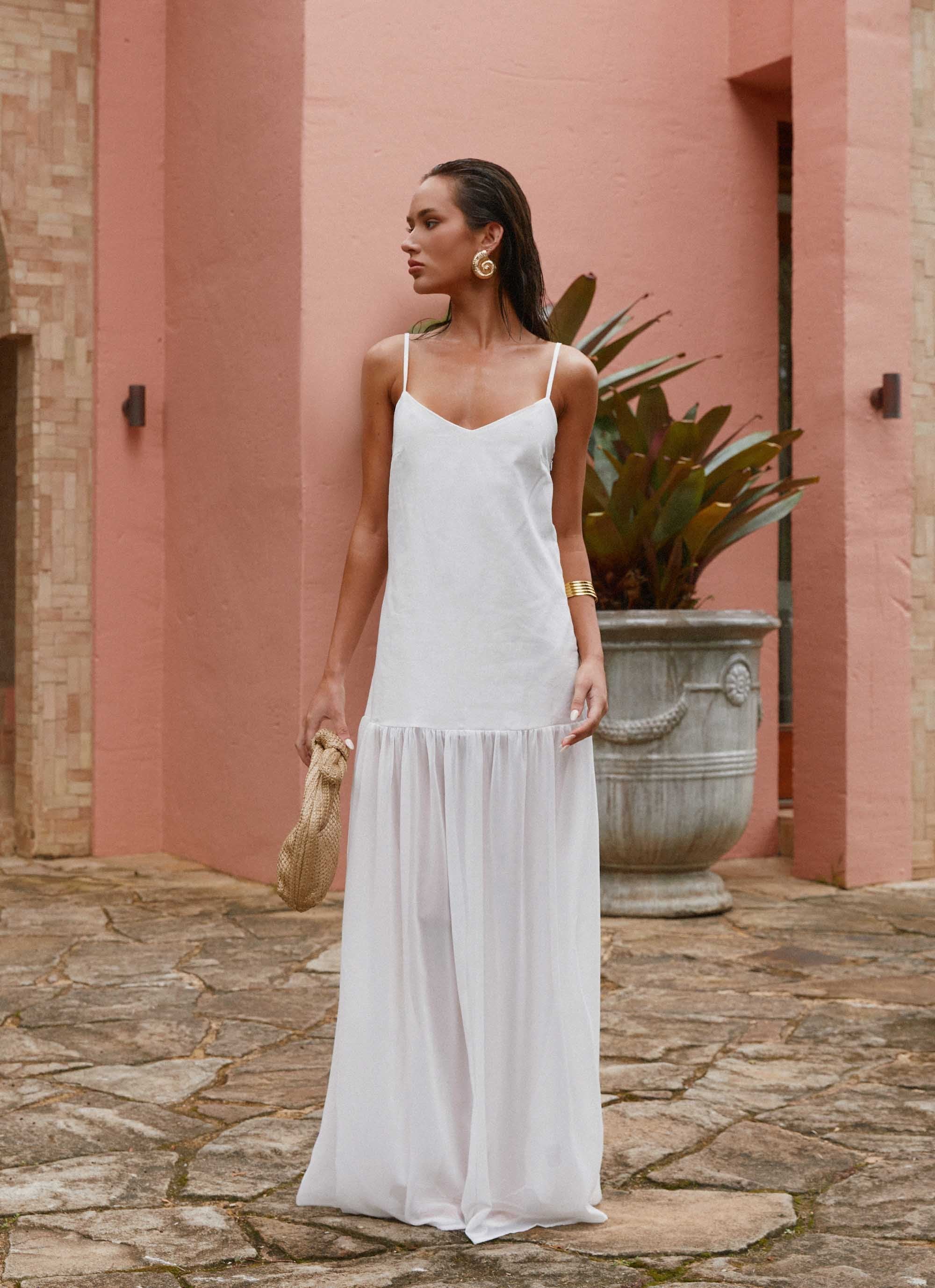 Heavenly Linen Maxi Dress - White Heavenly Linen Maxi Dress - White