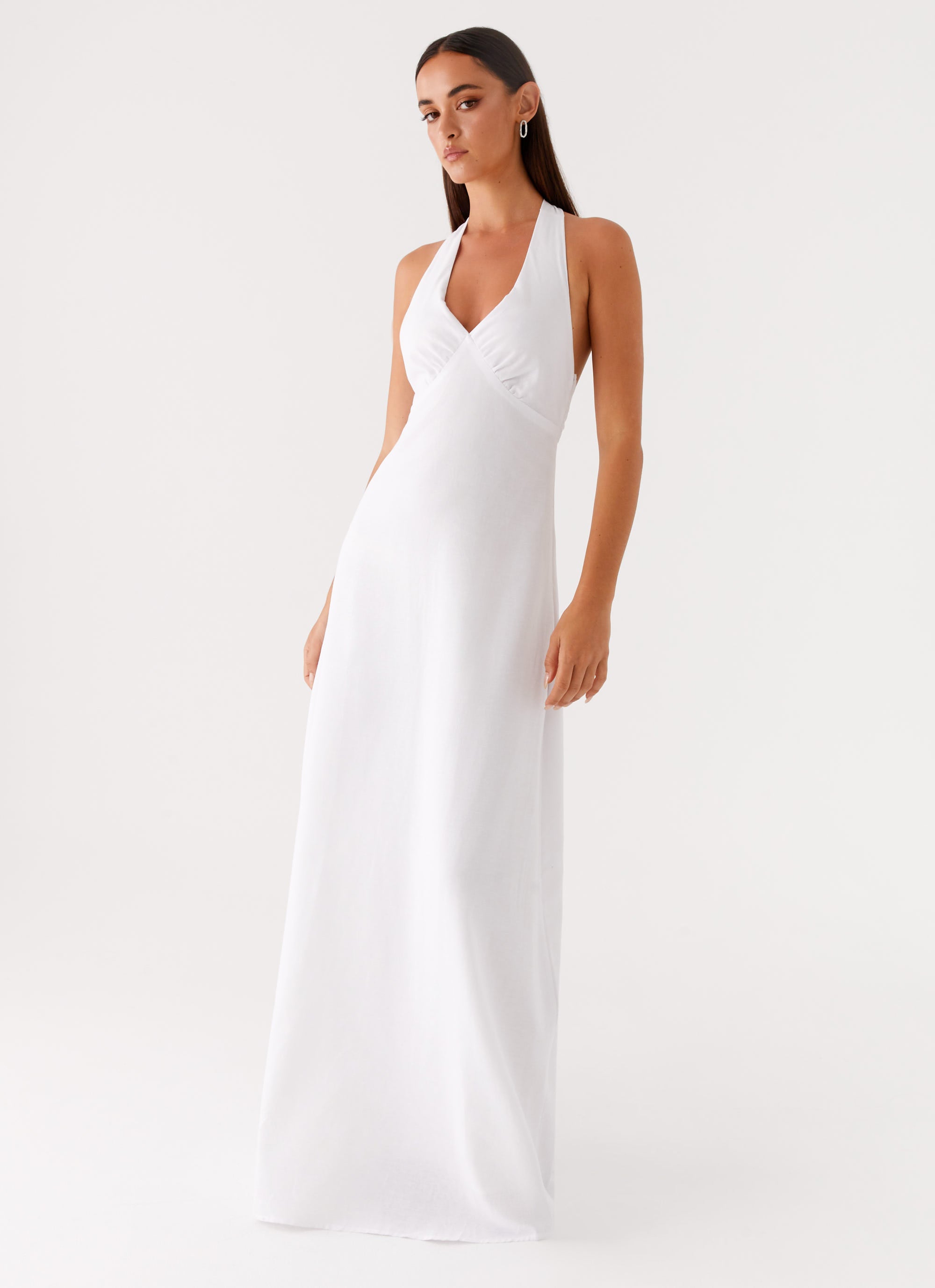 Heavy Hearted Linen Maxi Dress - White Heavy Hearted Linen Maxi Dress - White