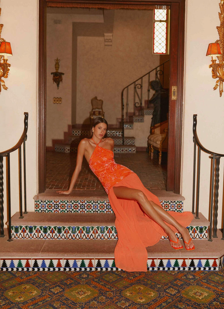 Janelle Beaded Maxi Dress - Orange