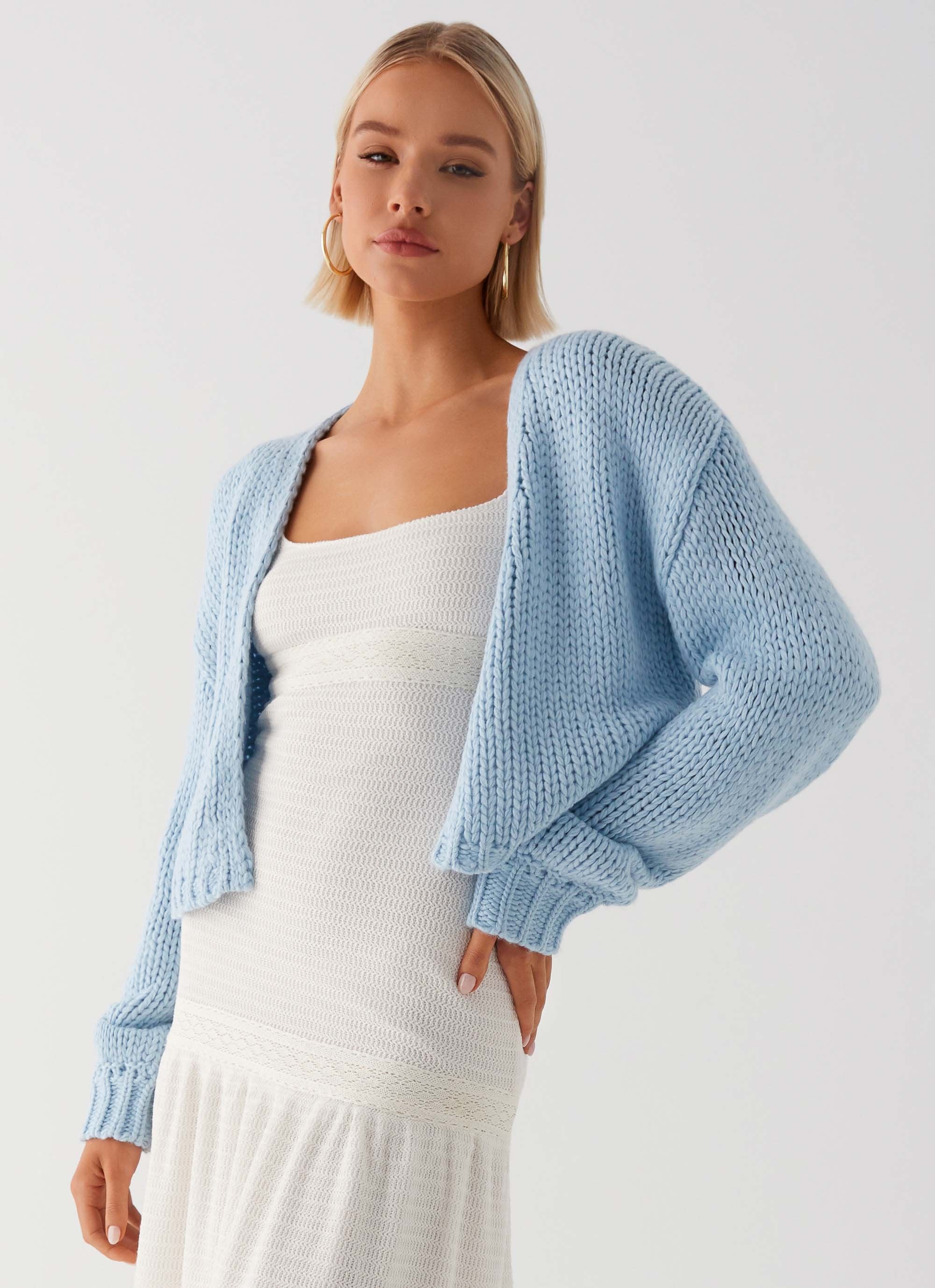 Jasleen Knit Cardigan Blue – Peppermayo Canada - Main Image
