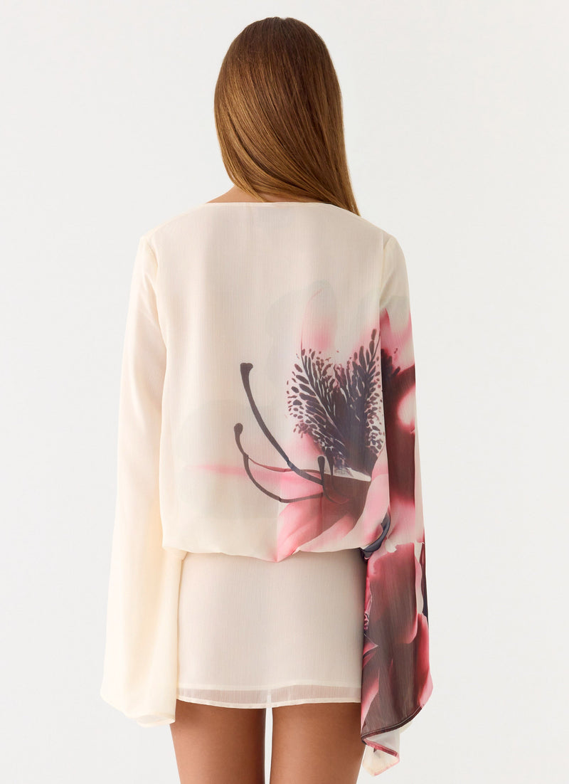 Junia Long Sleeve Mini Dress - Velvet Bloom
