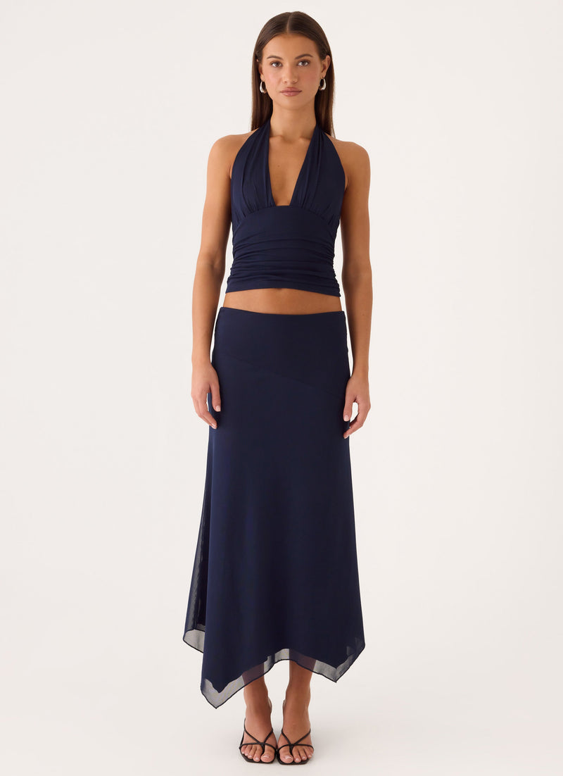Kerrie Hanky Midi Skirt - Dark Navy