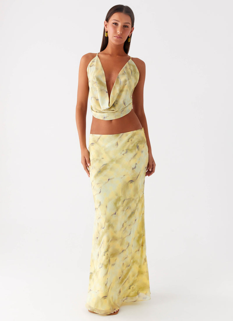 Kylo Cowl Top - Yellow Tie Dye