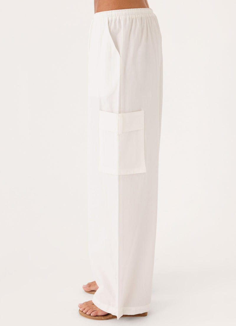 Kynzi Cargo Pants - White