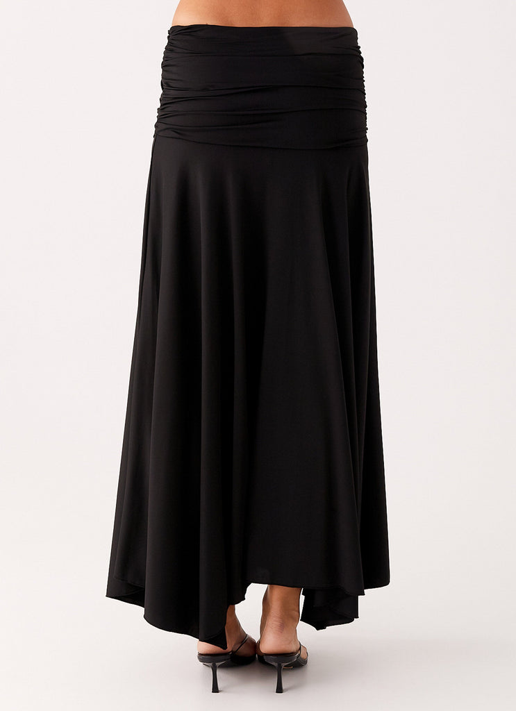 Liana Ruched Maxi Skirt - Black