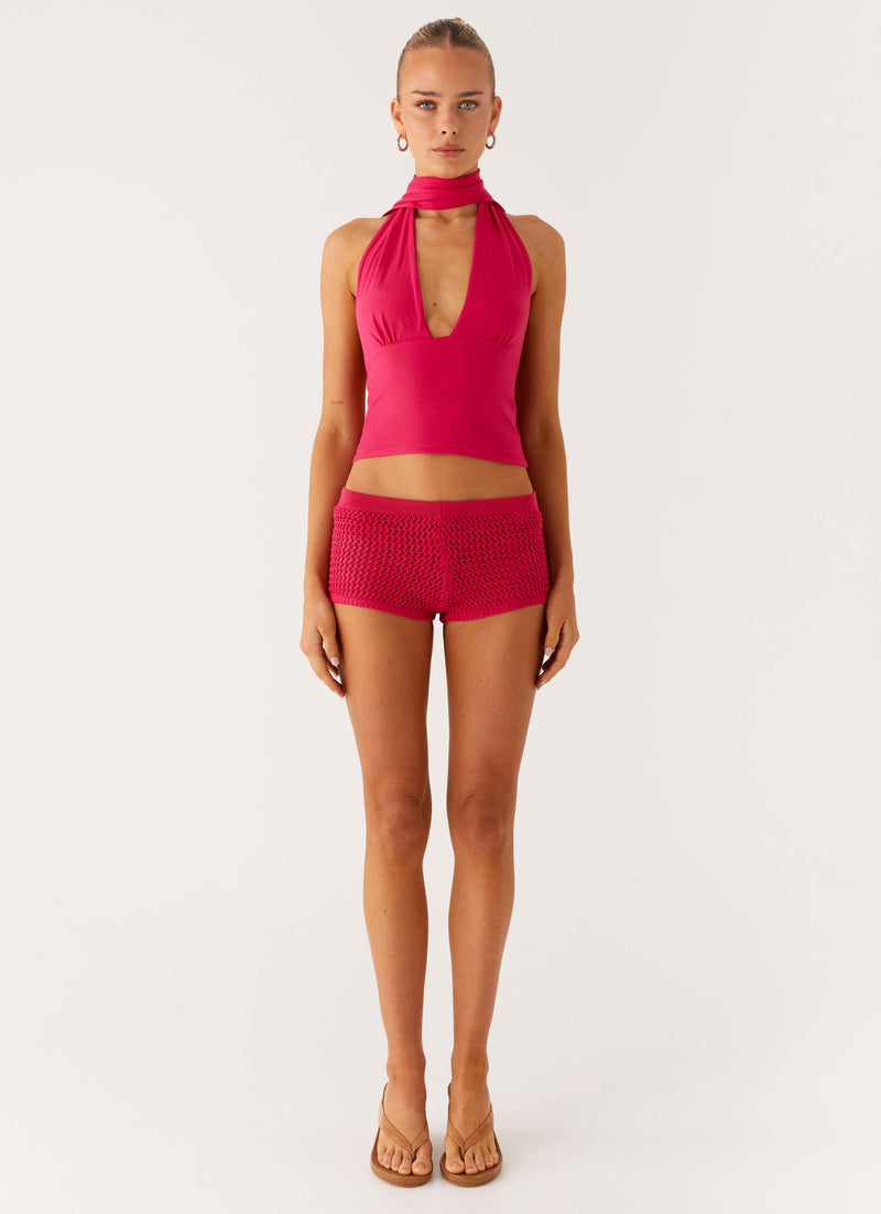Lukella Crochet Mini Short - Hot Pink