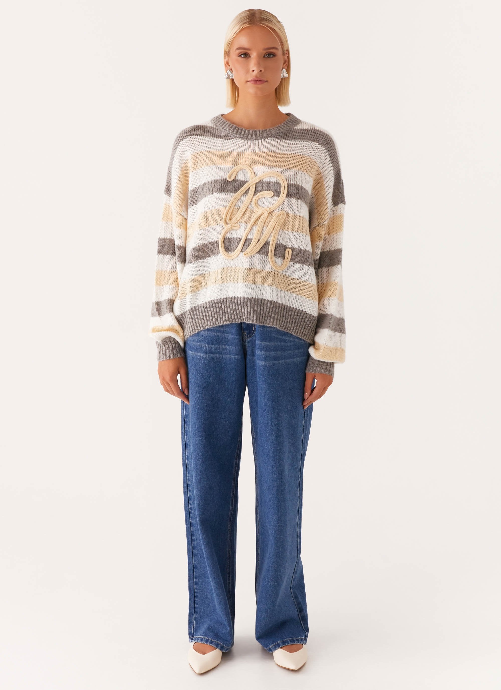Main Character Oversized Knit Sweater Stripe