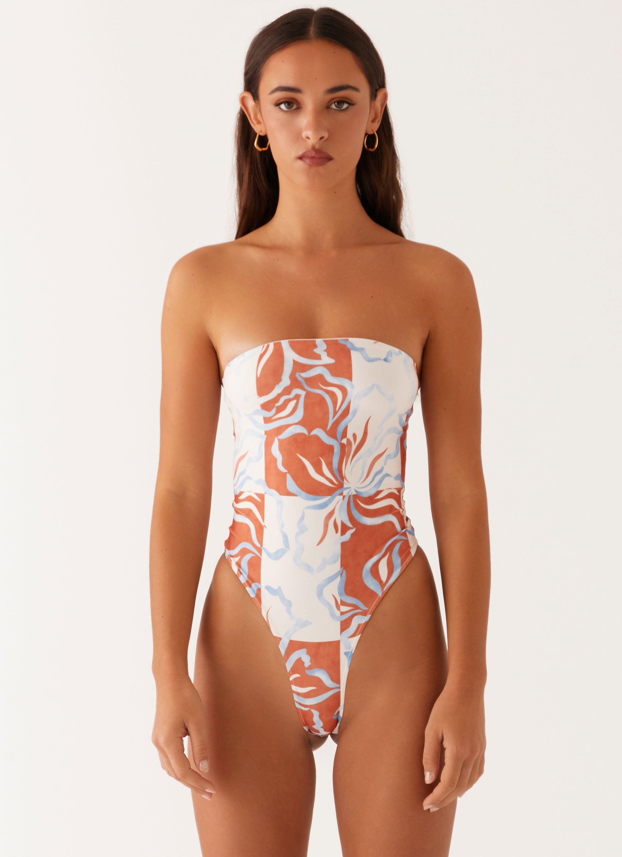 Orange one piece bathing suit on sale