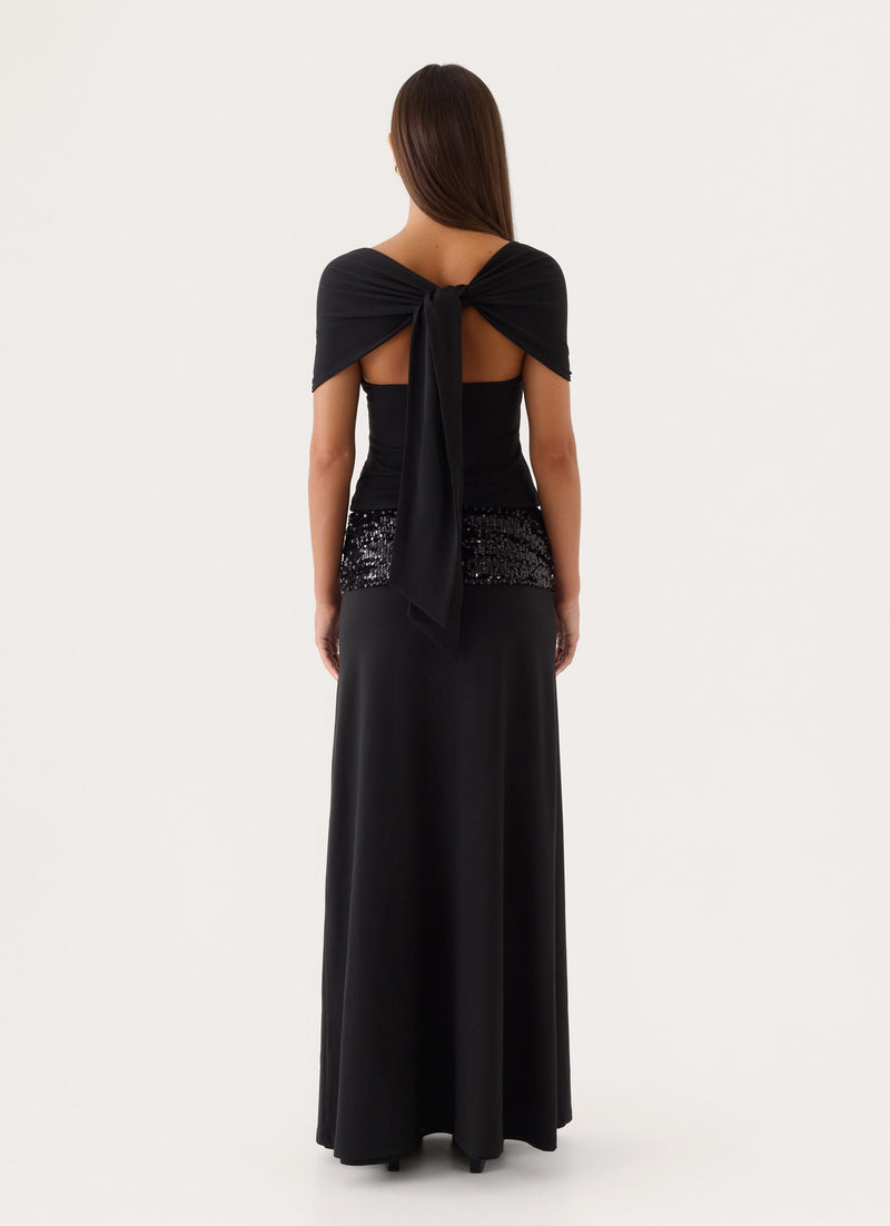 Marista Sequin Maxi Skirt - Black
