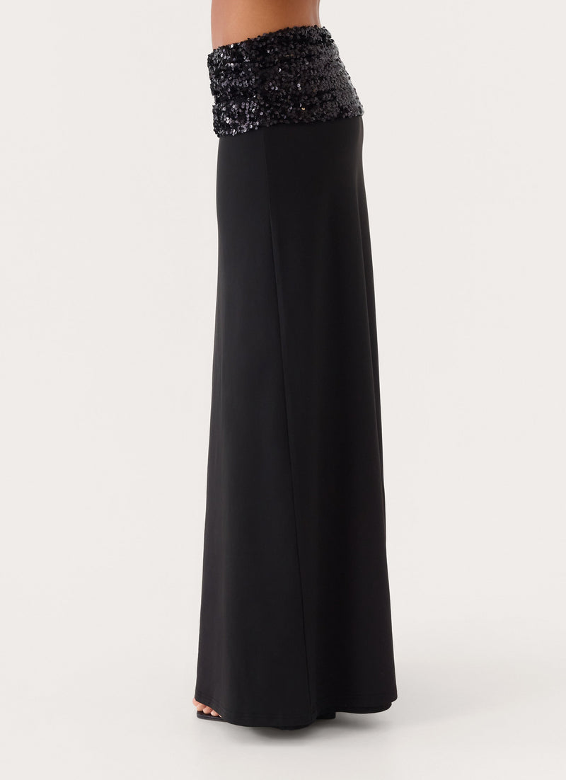 Marista Sequin Maxi Skirt - Black