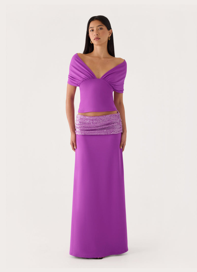 Marista Sequin Maxi Skirt - Purple