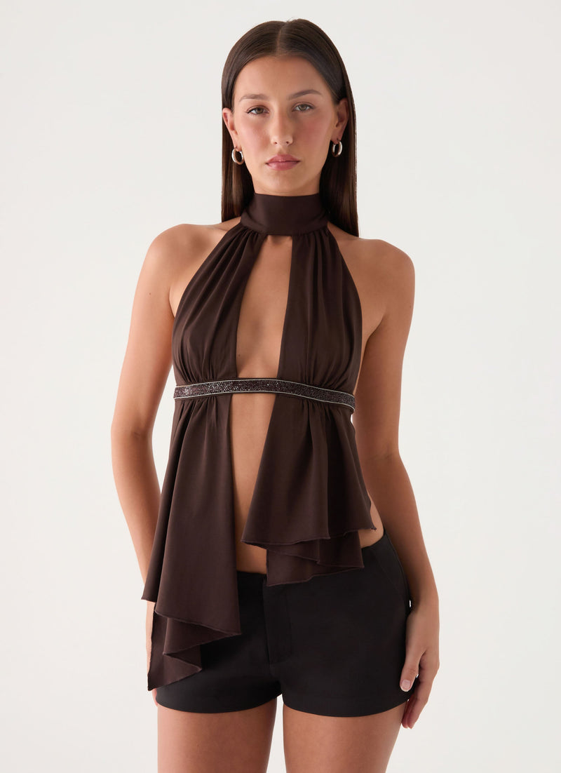 Menah Halter Top - Chocolate
