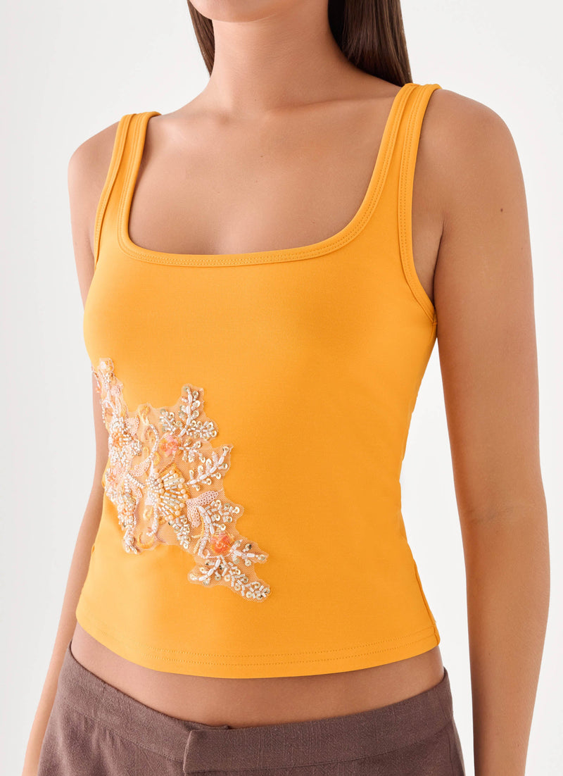 Michele Floral Top - Saffron