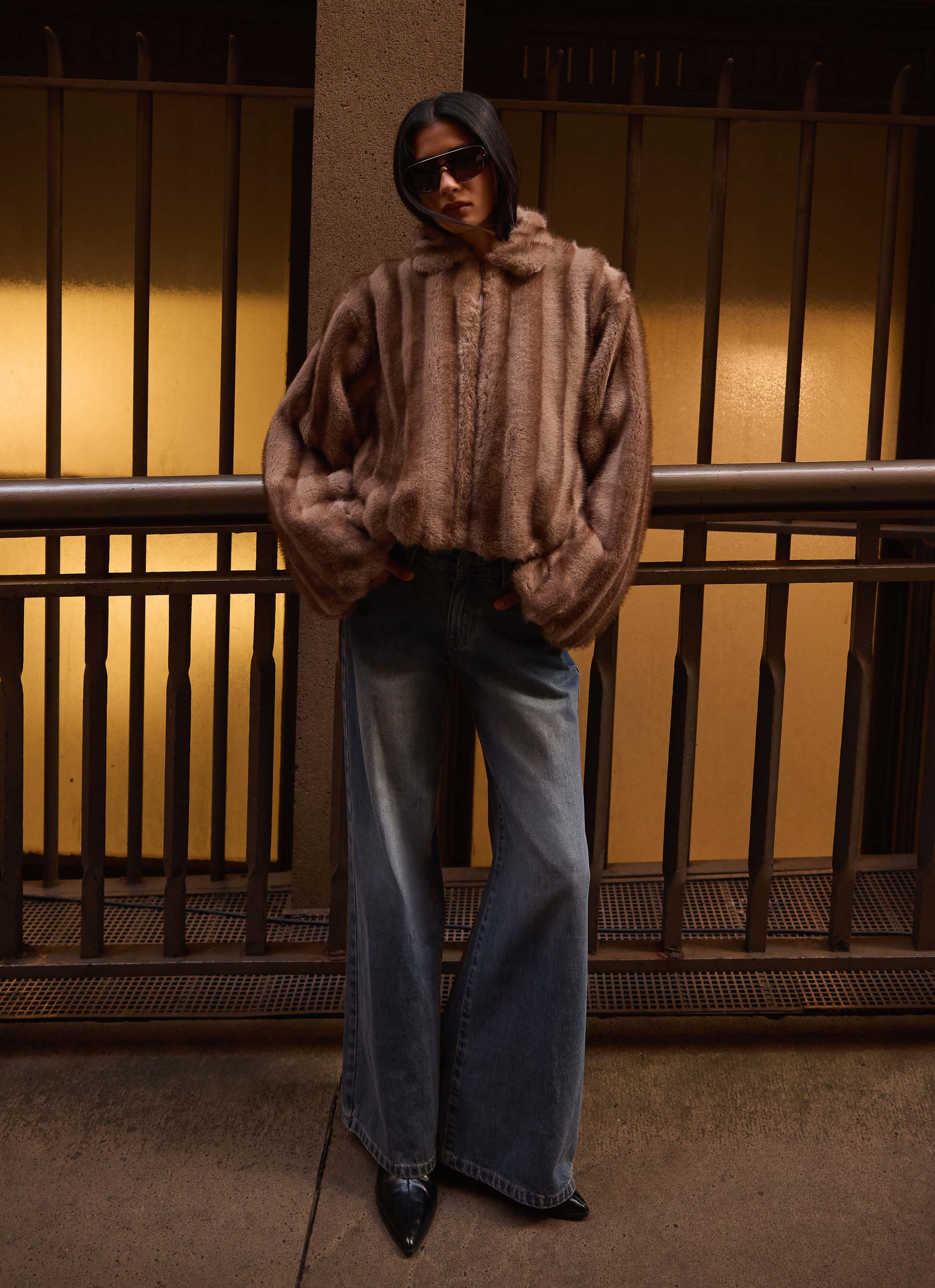 Naylor Faux Fur Jacket - Brown – Peppermayo Canada