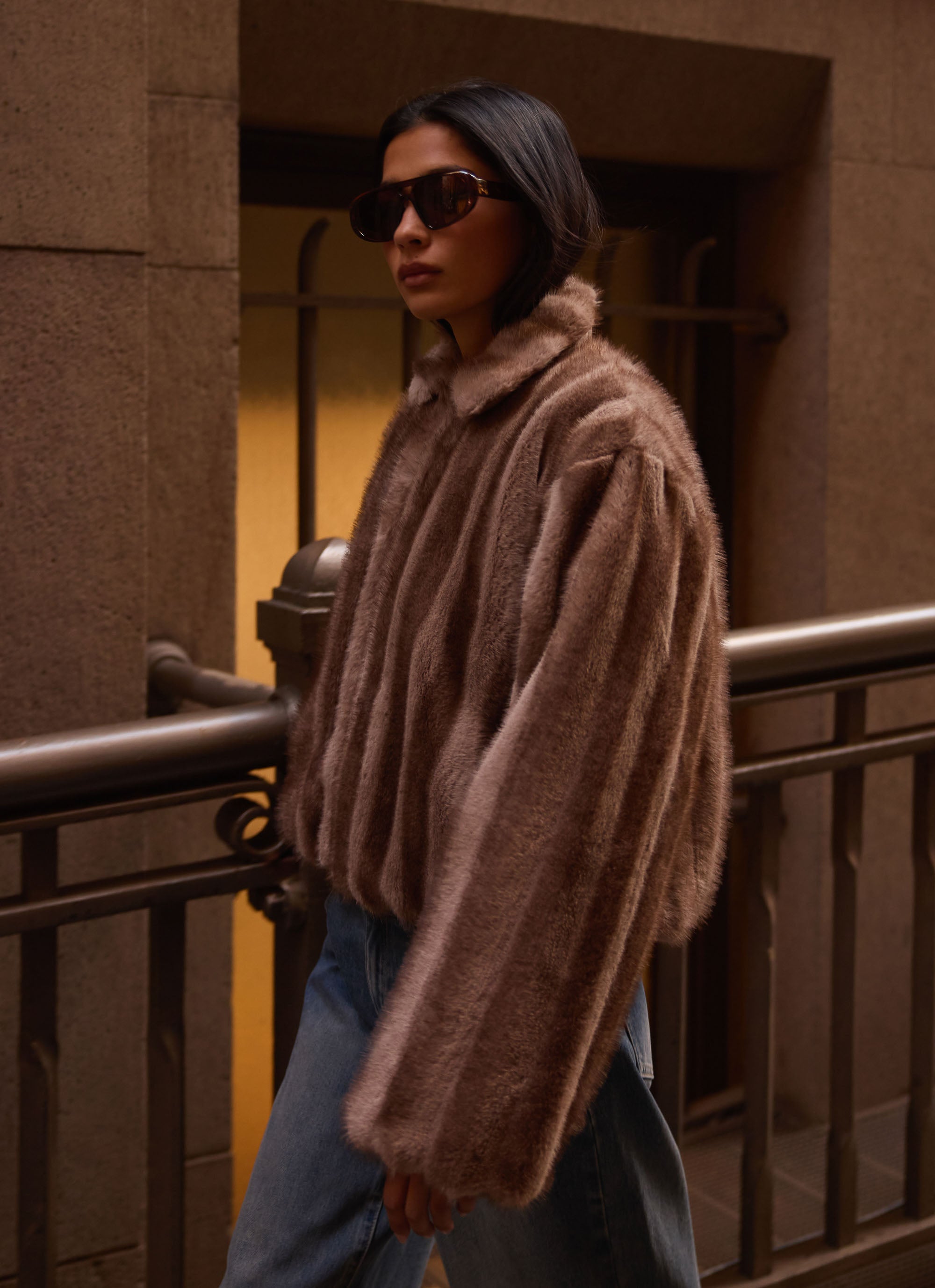 Naylor Faux Fur Jacket - Brown – Peppermayo Canada
