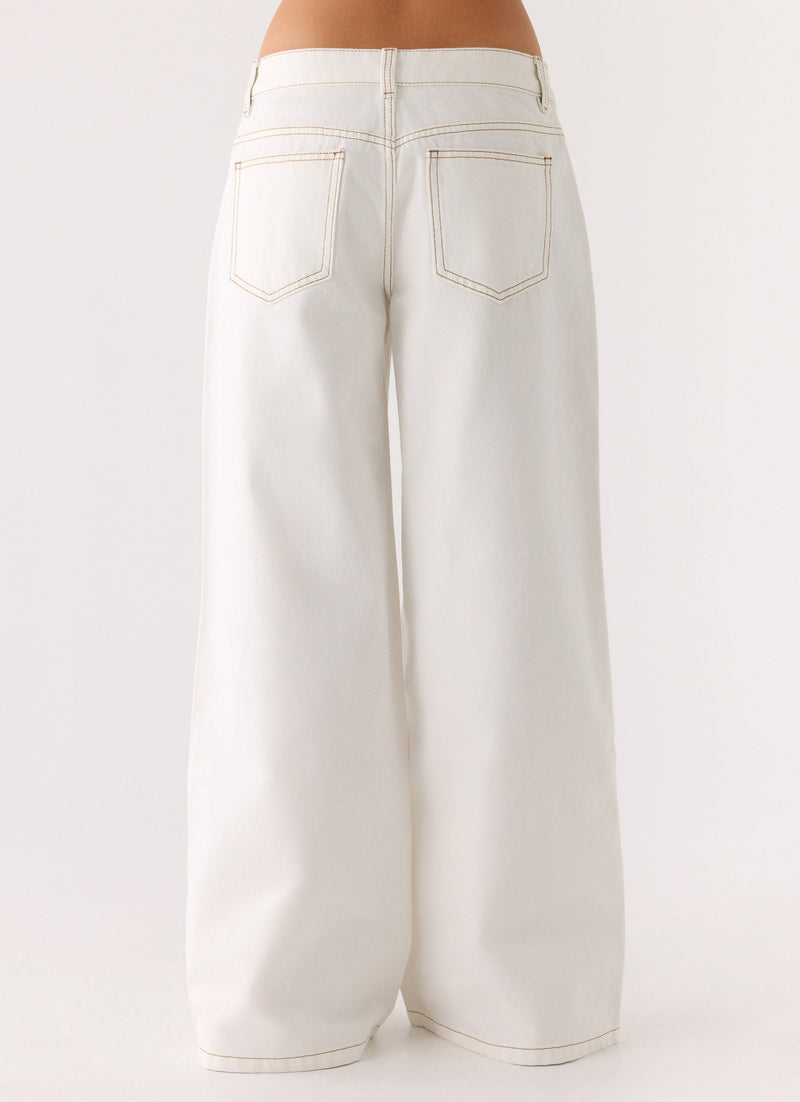 Neo Low Rise Wide Leg Jeans - Ivory
