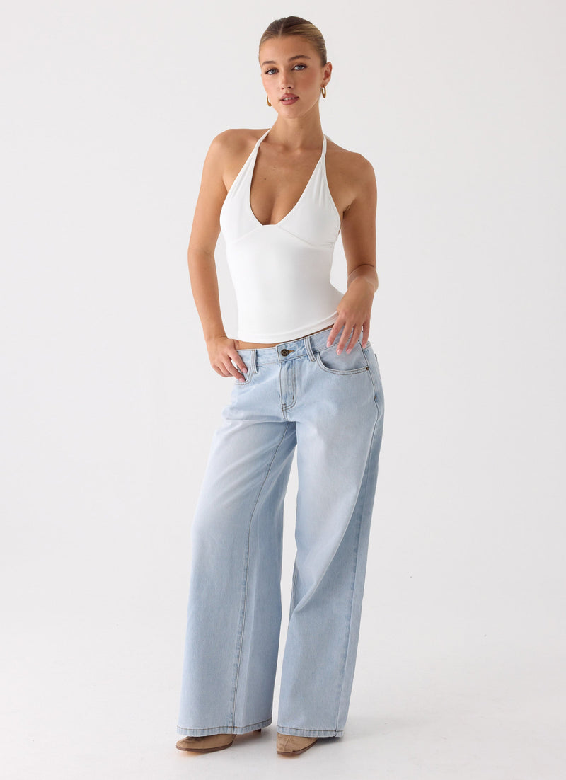 Neo Low Rise Wide Leg Jeans - Light Blue Wash