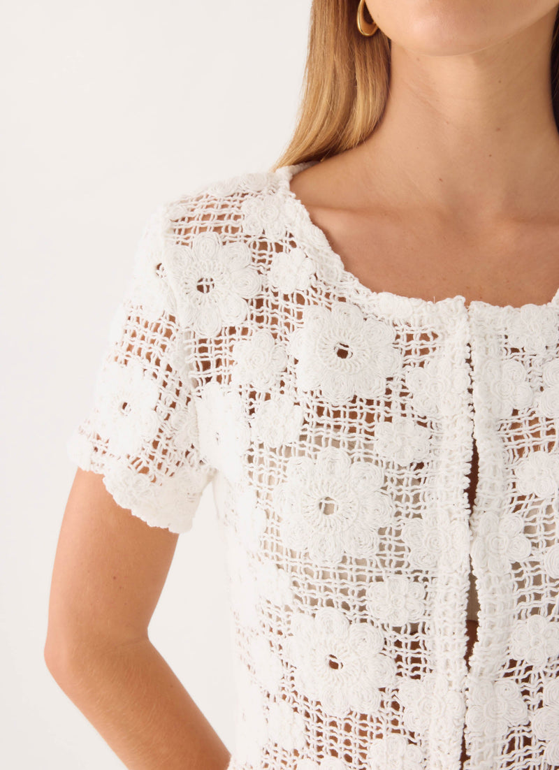Nyxie Crochet Top - White