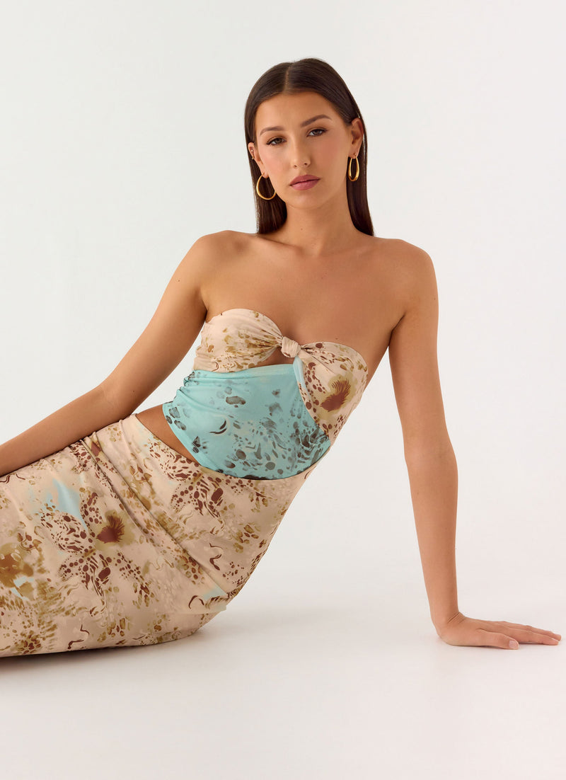 React Strapless Maxi Dress - Desert Blur