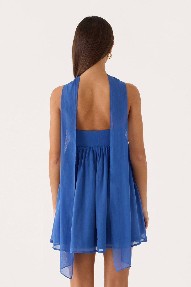 Romara Scarf Mini Dress - Cobalt Blue