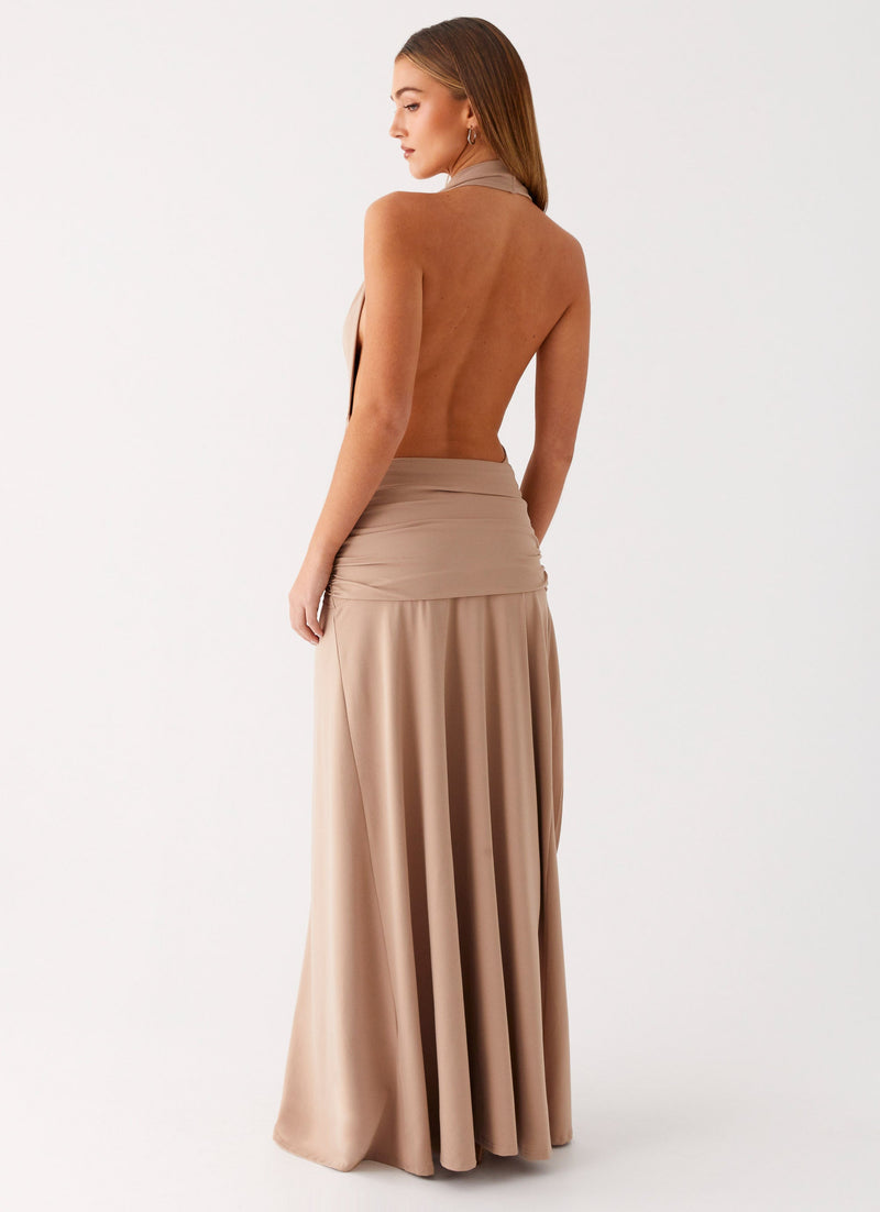 Rowan Ray Cowl Maxi Dress - Light Taupe