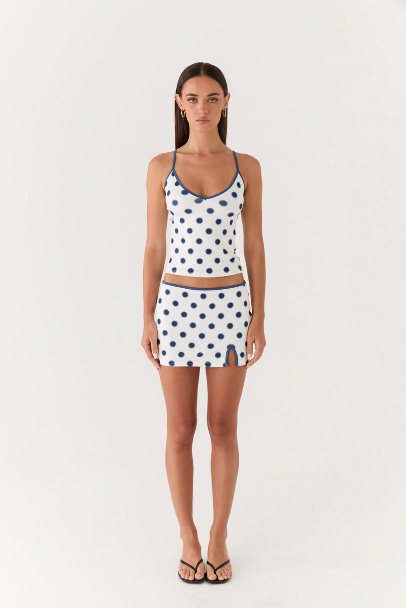 Elliot Mini Skirt - Porcelain Blue Polka Dot