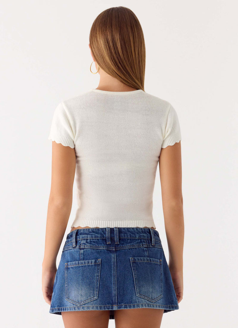 Sebastian Low Rise Denim Mini Skort - Blue Wash